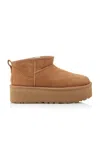 Ugg Classic Ultra Mini Sheepskin Platform Boots In Tan