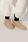Ugg Classic Ultra Mini Low Heels Ankle Boots In Beige Suede In Beige
