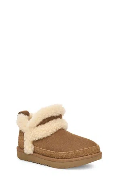 Ugg ® Classic Ultra Mini Spillseam Genuine Shearling Bootie In Brown