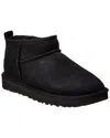 Ugg Classic Ultra Mini Suede & Shearling Boot In Black