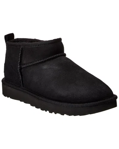 Ugg Classic Ultra Mini Suede & Shearling Boot In Black