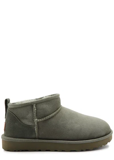 Ugg Classic Ultra Mini Suede Ankle Boots In Green
