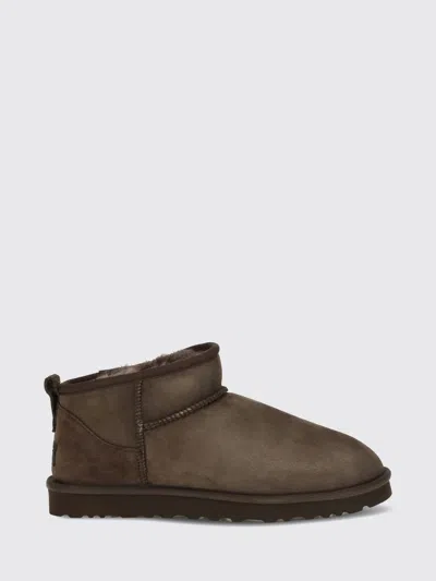 Ugg Classic Ultra Mini Suede Ankle Boots With Wool Lining In Brown