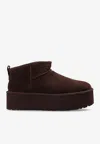Ugg Mini Classic Platform Suede Ankle Boots In Brown