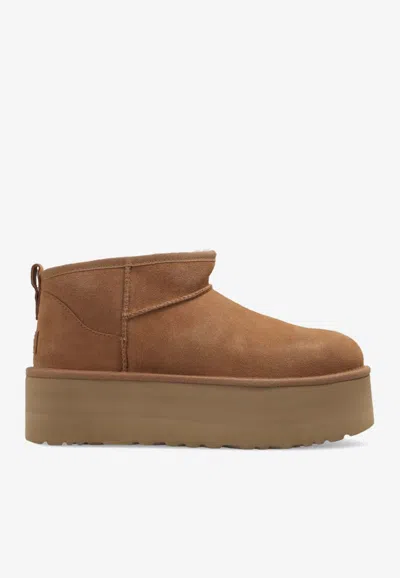 Ugg Classic Ultra Mini Suede Platform Boots In Brown