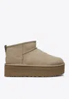Ugg Classic Ultra Mini Suede Platform Boots In Sand