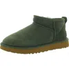 Ugg Classic Ultra Mini Womens Suede Ankle Bootie Slippers In Green