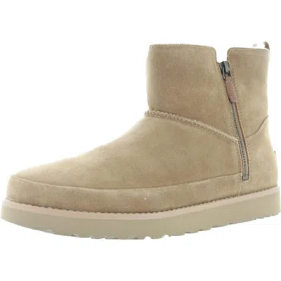 Ugg Classic Zip Mini Womens Suede Shearling Lined Casual Boots In Gold