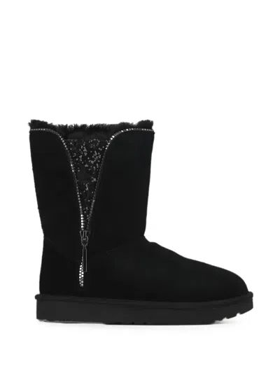 Ugg Classic Zip Sequin-embellished Boots In Black