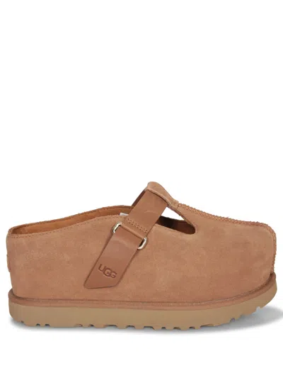 Ugg Goldenstar Beige Suede Slippers In Neutral