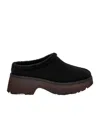 Ugg Womens Faux Fur Lined Leather Clogs In Black