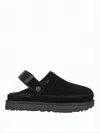Ugg Chic Sheepskin Sandals With Adjustable Strap And Cushioned Sole In Black