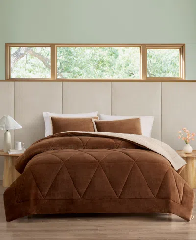 Ugg Closeout!  Avery Plush Reversible 3-pc. Comforter Set, Full/queen In Brown