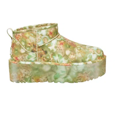 Pre-owned Ugg Collina Strada X Classic Ultra Mini Platform Boot 'green Floral'