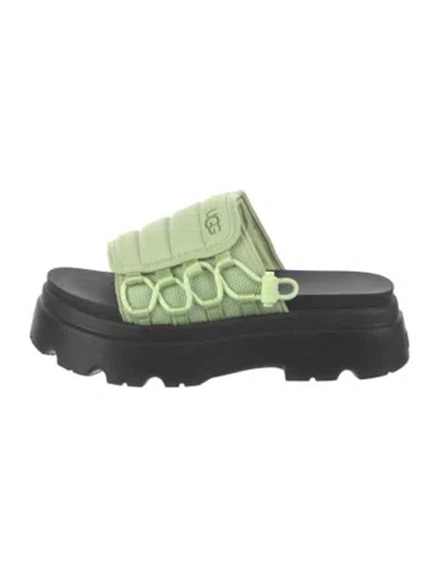 Pre-owned Ugg Colorblock Pattern Slides In Green