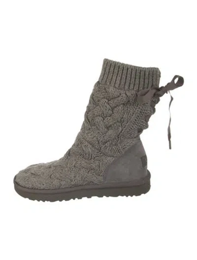 Pre-owned Ugg Combat Boots In Gray