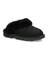 Ugg Coquette 5125-fur Slippers Women's Black Suede Fur Trim Slip-on Comfort Clog
