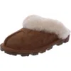 Ugg Coquette Womens Suede Sheepskin Mule Slippers In Brown
