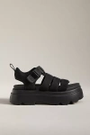 Ugg Nubuck Leather Sandals With Red Platform Sole In Black