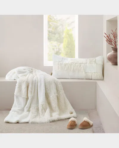 Ugg Corben Faux Fur Throw Blanket, 50" X 70" In White