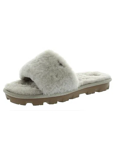 Ugg Cozette Womens Sheepskin Wool Slide Sandals In Gray
