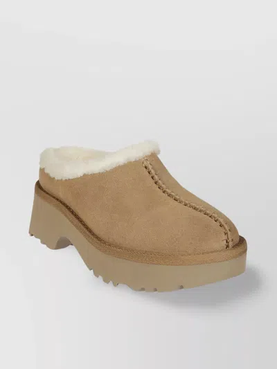 Ugg Cozy Clog Platform Sole Stitch Detailing In Brown