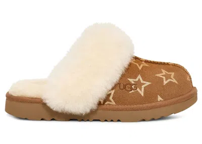 Pre-owned Ugg Cozy Ii Iridescent Stars Slipper (kids) Sneakers In Chestnut/gold Iridescent In Multi