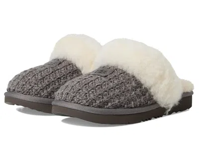 Ugg Cozy Ii Knit (toddler/little Kid/big Kid) Kids Shoes Charcoal : 1 Little Kid M, Suede In Gray