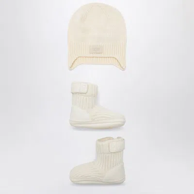 Ugg Cream Coloured Set Skylar And Beanie In White