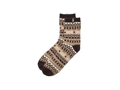 Ugg Cressida Cozy Quarter Women's Crew Cut Socks Shoes Isle Coffee Grounds, Acrylic/polyester In Multi