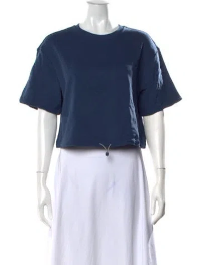 Pre-owned Ugg Crew Neck Short Sleeve Crop Top W/ Tags In Blue