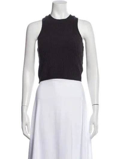 Pre-owned Ugg Crew Neck Sleeveless Crop Top In Black