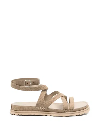 Ugg Croc-effect Sandals In Brown