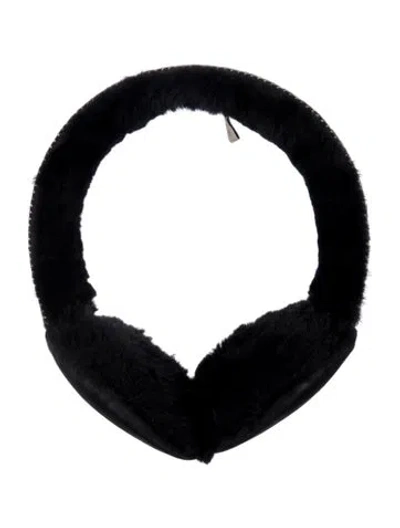 Pre-owned Ugg Crochet Accent Shearling Earmuffs In Black