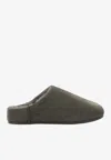 Ugg Crocodile-embossed Suede Slippers In Gray