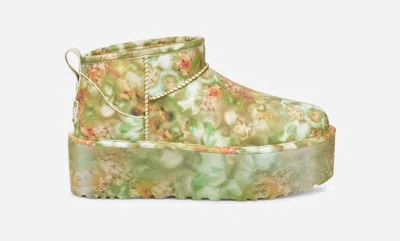 Ugg ® Cs Ultra Mini Platform Microfiber/recycled Materials Classic Boots In Green Floral In Multi