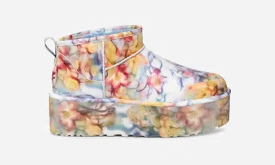 Ugg ® Cs Ultra Mini Platform Microfiber/recycled Materials Classic Boots In Light Blue Floral In Multi