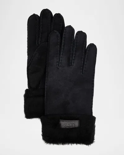 Ugg Cuffed Sheepskin Gloves In Black