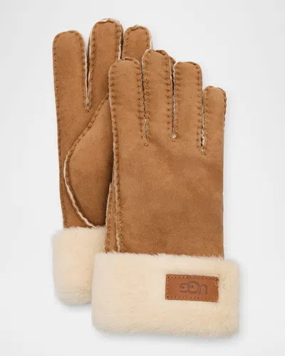 Ugg Cuffed Sheepskin Gloves In Chesnut