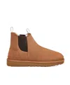 Ugg Debossed-logo Shearling Ankle Boots In Brown