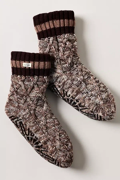 Ugg Deedee Fleece Lined Crew Gripper Socks In Brown