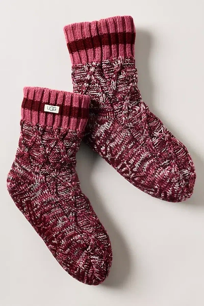 Ugg Deedee Fleece Lined Crew Gripper Socks In Burgundy