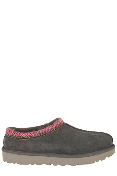 Ugg Dense Smoke W Tasman Ii Collar-braid Suede Mules In Gray