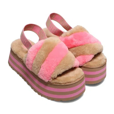 Ugg Disco Stripe 1120875-cprc Slide Sandals Women's Chestnut Pink Rose Sheepskin