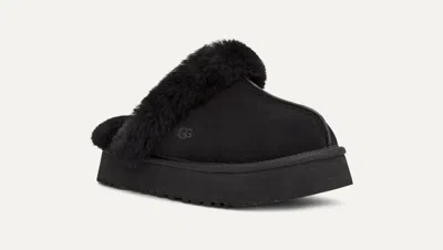 UGG DISQUETTE 1122550-BLK SLIPPERS WOMEN'S BLACK SUEDE SHEEPSKIN PLATFORM GUG210