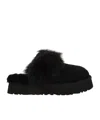 Ugg Disquette Chalet Slippers With Fur And Platform In Black