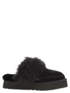 Ugg Disquette Chalet Slippers With Fur And Platform In Black