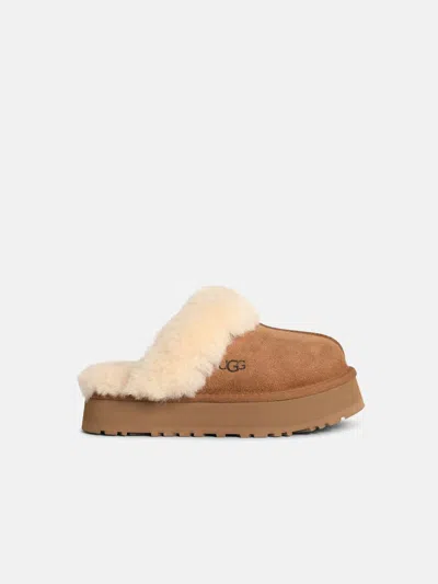 Ugg 'disquette' Chestnut Suede Slippers In Brown