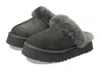 Ugg Disquette Shearling Platform Slippers In Gray