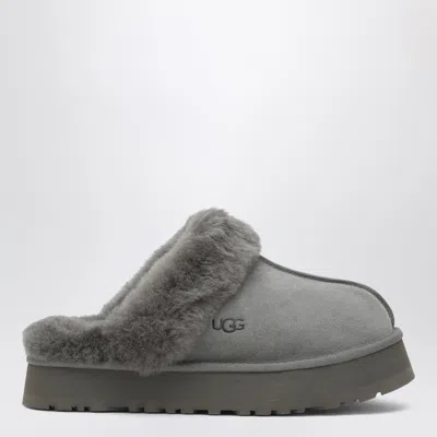 Ugg Disquette Grey Suede Slippers In Gray